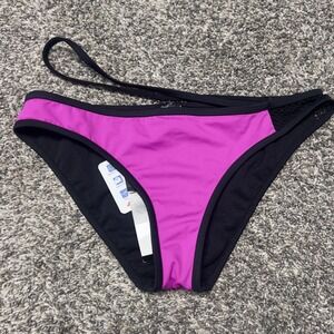 Oakley Womens Purple Black‎ Bikini Bottom Swim Mesh Strappy OA20356 Size Medium